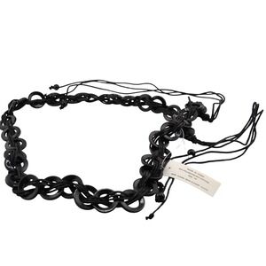 Black Adjustable Loop Ring Waist Belt 50% Polyester 50% Cotton Fashion Accessory